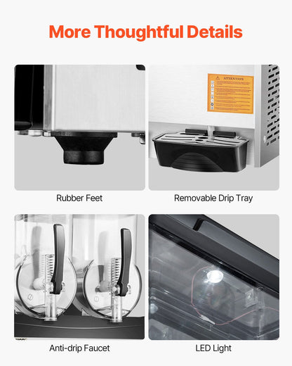 12L Dual-Tank Commercial Slushy & Drink Maker with Adjustable Temperature