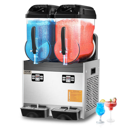 12L Dual-Tank Commercial Slushy & Drink Maker with Adjustable Temperature