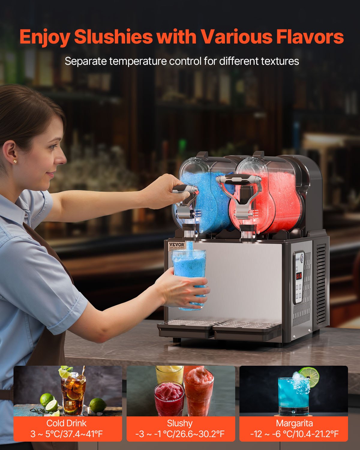 VEVOR 3Lx2 Tank Commercial Slushy Machine Margarita Smoothie Frozen Drink Maker