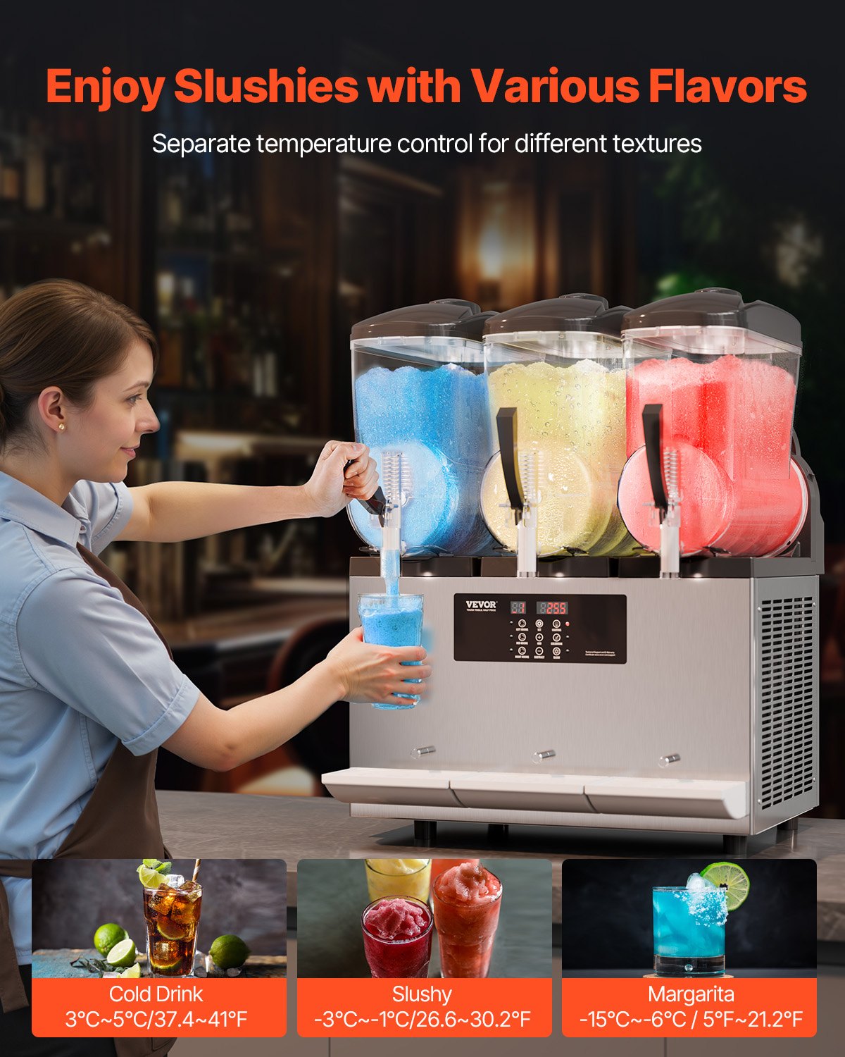 VEVOR 12Lx3 Tank Commercial Slushy Machine Margarita Smoothie Frozen Drink Maker