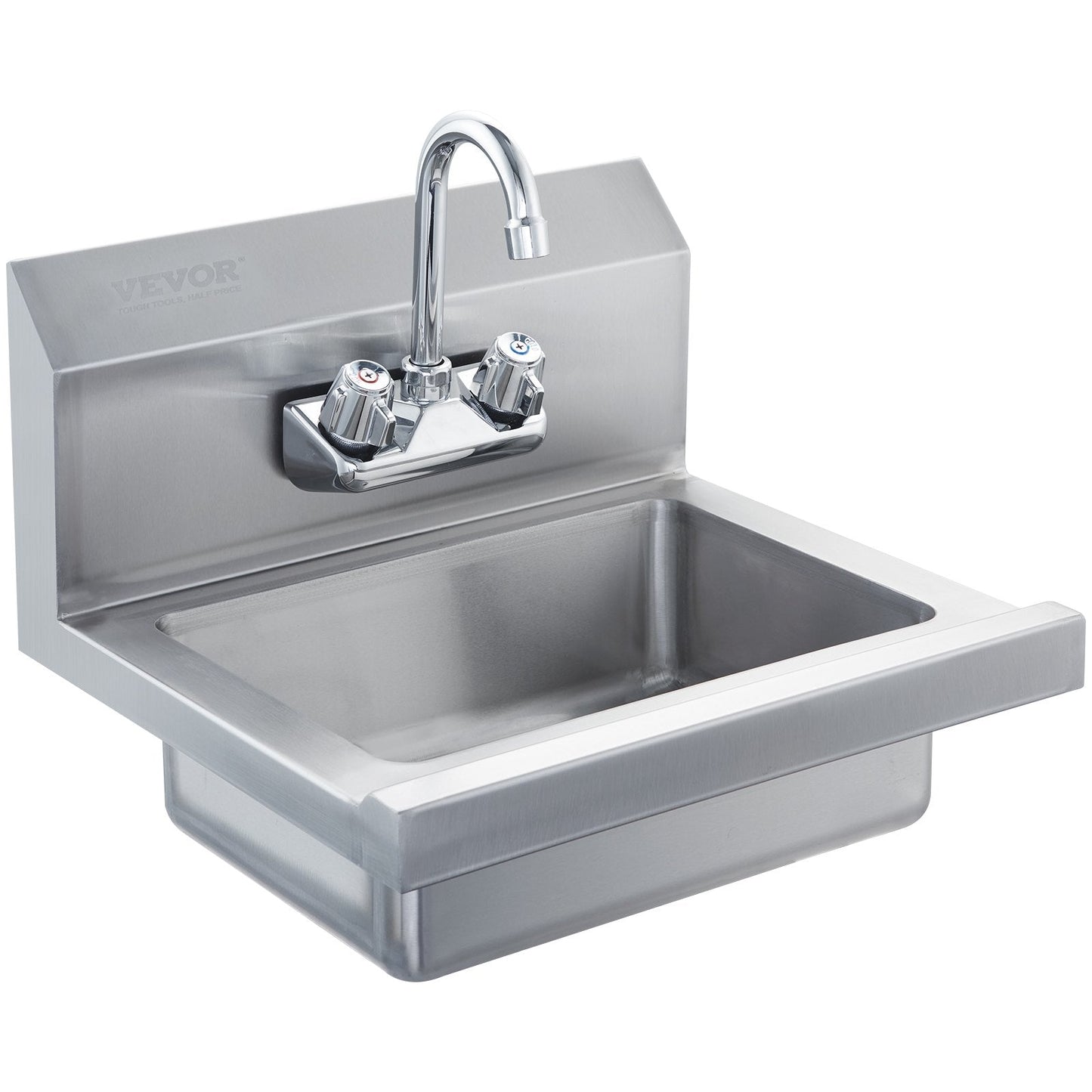 Commercial Wall Mount Hand Wash Sink, Stainless Steel, 0.43x0.33 m, 104 kg Capacity