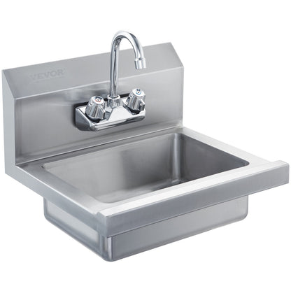 Commercial Wall Mount Hand Wash Sink, Stainless Steel, 0.43x0.33 m, 104 kg Capacity