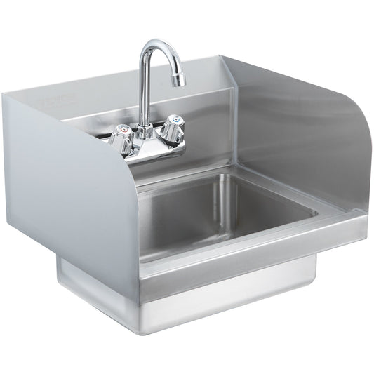 VEVOR Commercial Hand Sink with Faucet and Side Splash, NSF Stainless Steel Sink