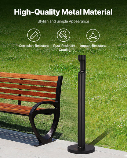 VEVOR Cigarette Butt Receptacle Freestand Outdoor Cylinder Butt Disposal Black