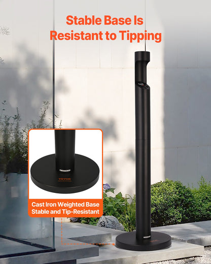 VEVOR Cigarette Butt Receptacle Freestand Outdoor Cylinder Butt Disposal Black