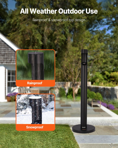VEVOR Cigarette Butt Receptacle Freestand Outdoor Cylinder Butt Disposal Black