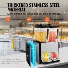 Commercial 24-liter beverage dispenser with two 12-liter tanks for chilled juice and drinks