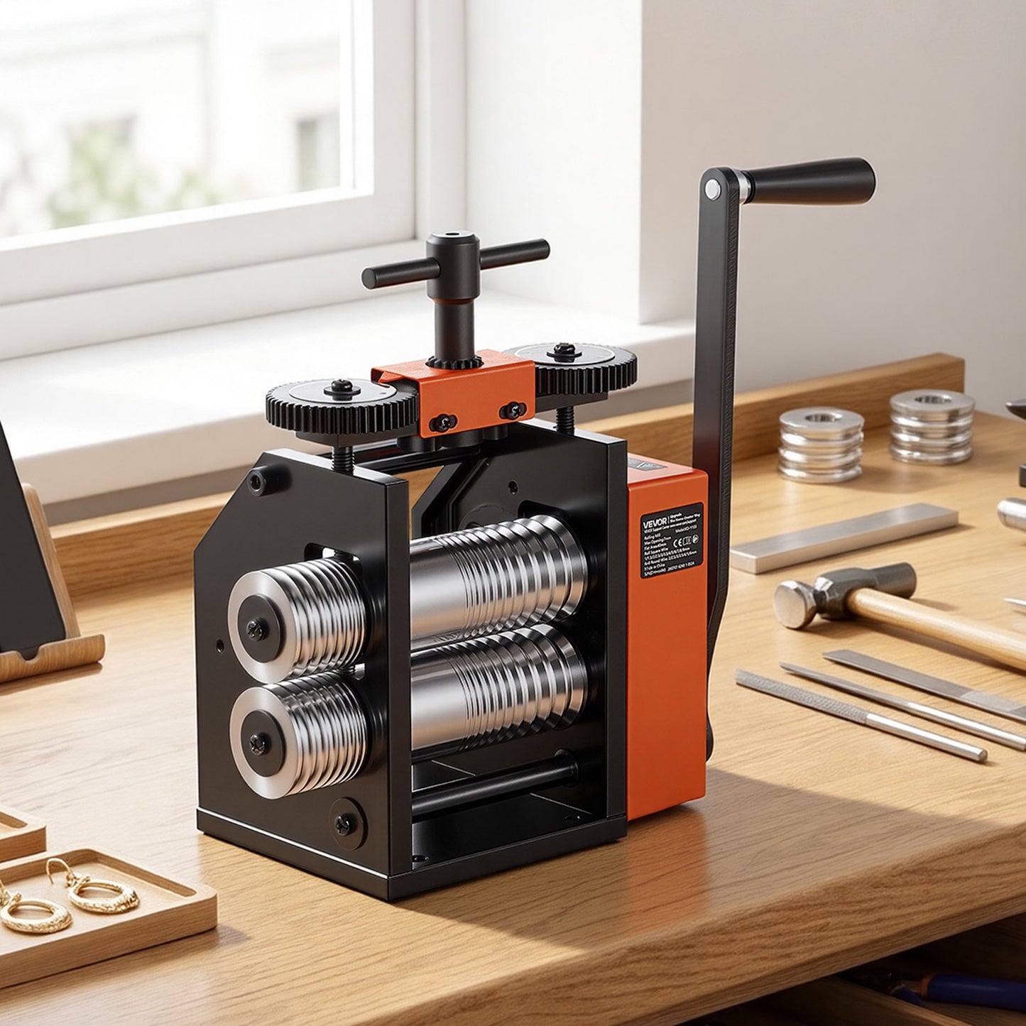 Rolling Mill 3-in-1 Round Flat Square Pressing Roller Mill Machine, Manual Jewelry DIY Tool, 0.03-7 mm Adjustable Thickness, Stable & Even Rolling, for Ductile Metals, Gold, Silver, Copper
