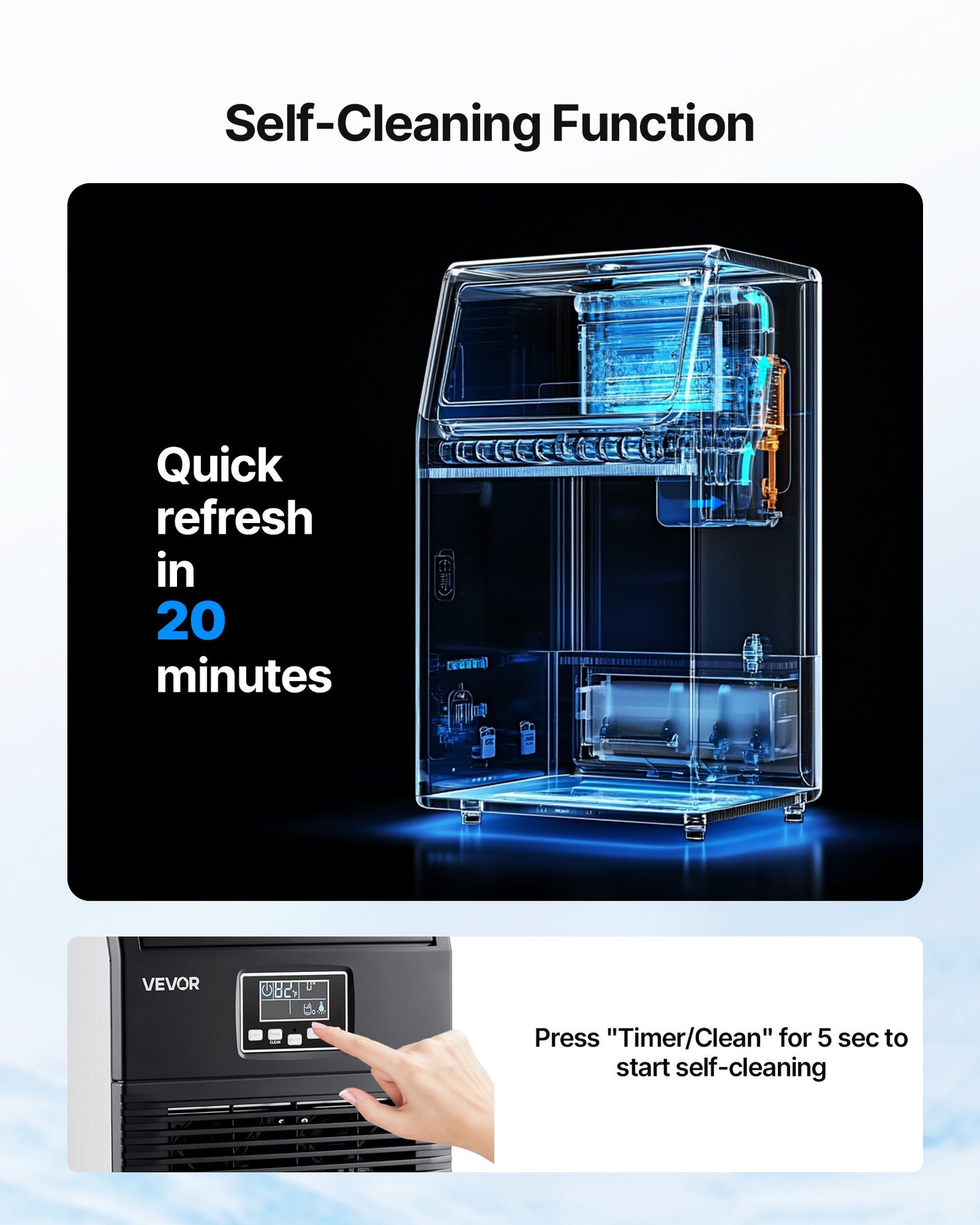 Commercial Ice Maker Machine, 36.29 kg/24h with 5.44kg Storage, 32 Cubes per Cycle, Stainless Steel Freestanding & Countertop Ice Maker with LED Display & Self-Cleaning, for Home Bar Restaurant