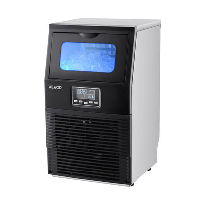Commercial Ice Maker Machine, 36.29 kg/24h with 5.44kg Storage, 32 Cubes per Cycle, Stainless Steel Freestanding & Countertop Ice Maker with LED Display & Self-Cleaning, for Home Bar Restaurant