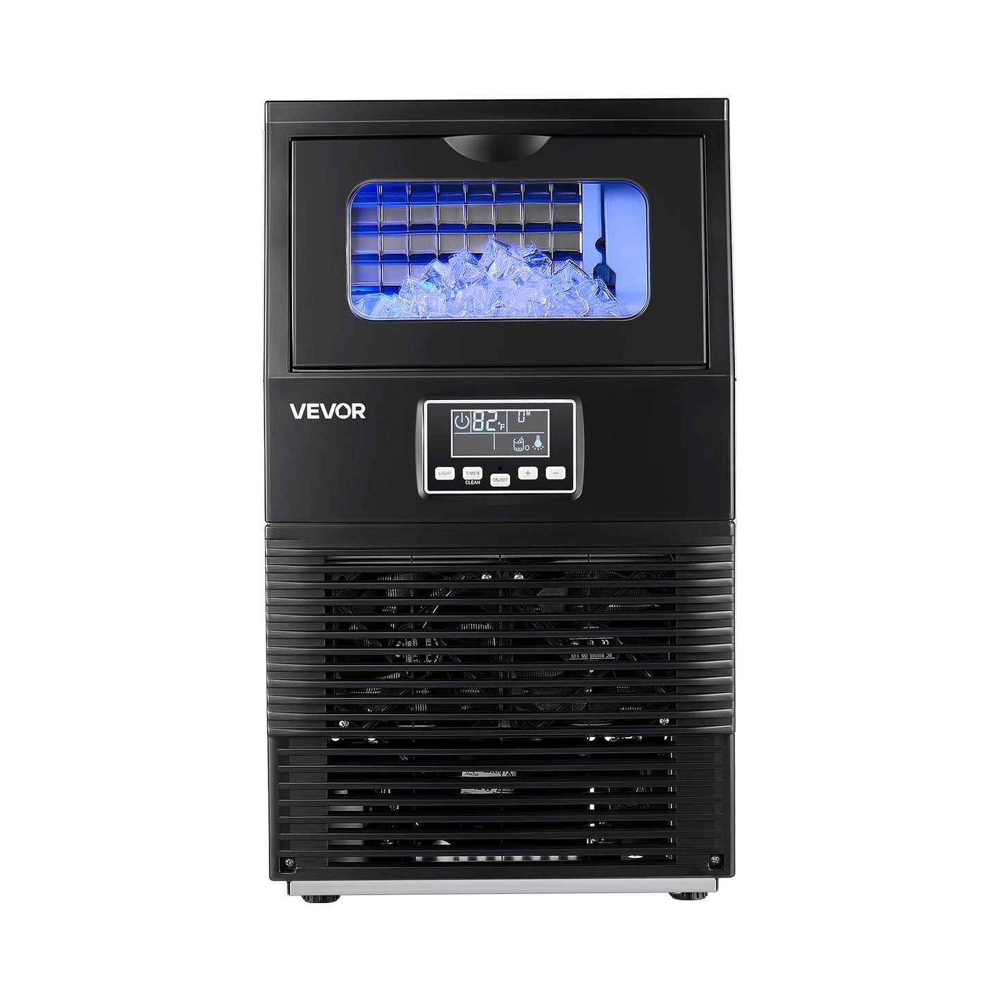 Commercial Ice Maker Machine, 36.29 kg/24h with 5.44kg Storage, 32 Cubes per Cycle, Stainless Steel Freestanding & Countertop Ice Maker with LED Display & Self-Cleaning, for Home Bar Restaurant