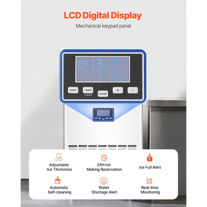 VEVOR Commercial Ice Maker Freestanding Cabinet Machine 100lbs/24H 45 Ice Cubes