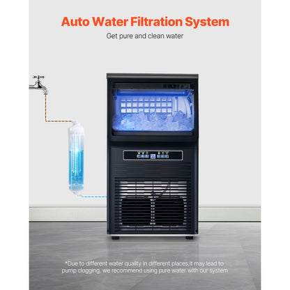 VEVOR Commercial Ice Maker Freestanding Cabinet Machine 70lbs/24H 36 Ice Cubes