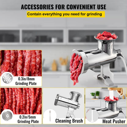 VEVOR Heavy Duty Meat Grinder Manual Sausage Filler Stainless Steel with Clamp