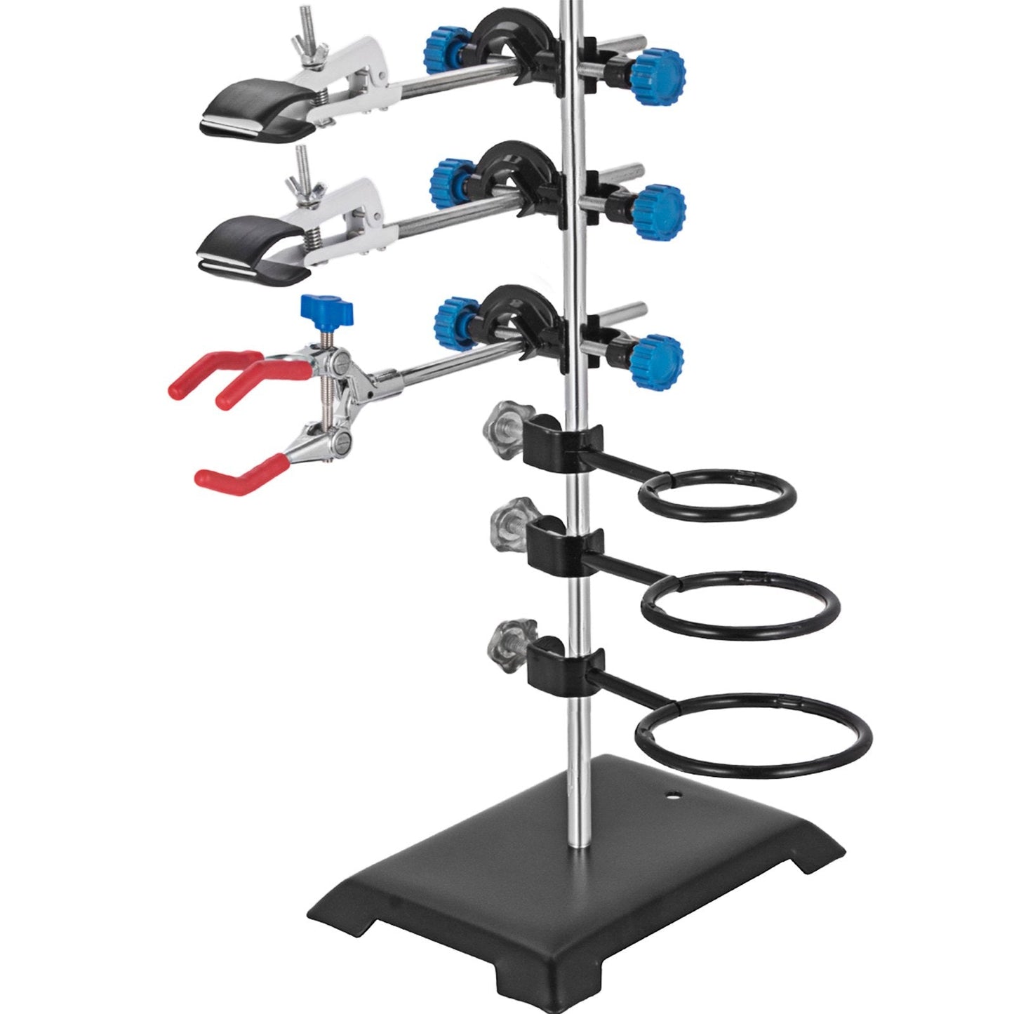 Laboratory Metalware Set with Adjustable Stand and Clamps, 0.6m Pole, 2.5kg