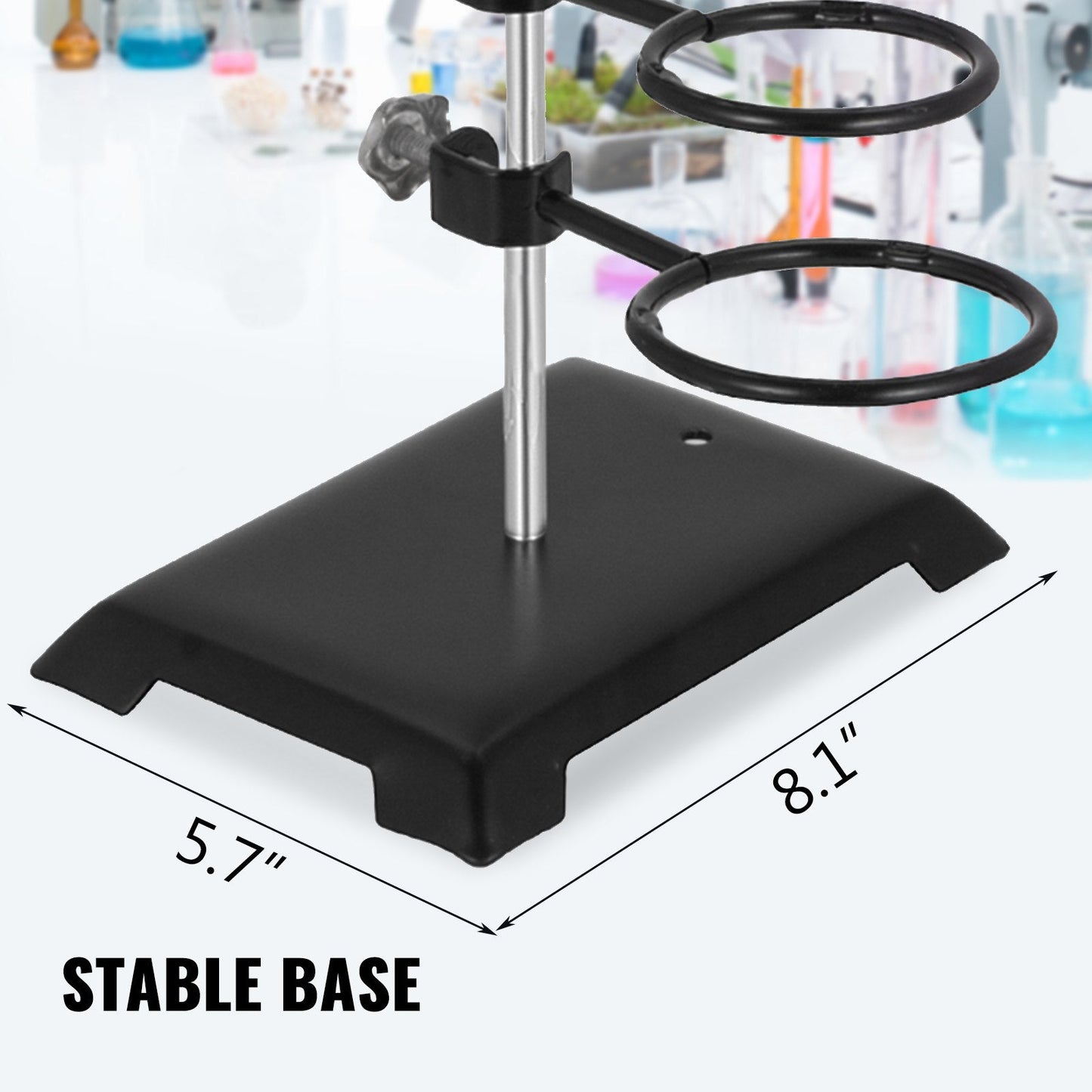 Laboratory Metalware Set with Adjustable Stand and Clamps, 0.6m Pole, 2.5kg