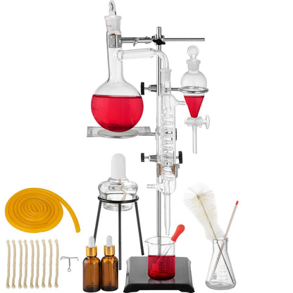 500ml Glass Distillation Kit with Condenser for Water and Oil Purification