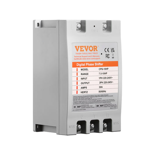 VEVOR 3 Phase Converter - 10HP 30A 220V Single Phase to 3 Phase Converter, Digital