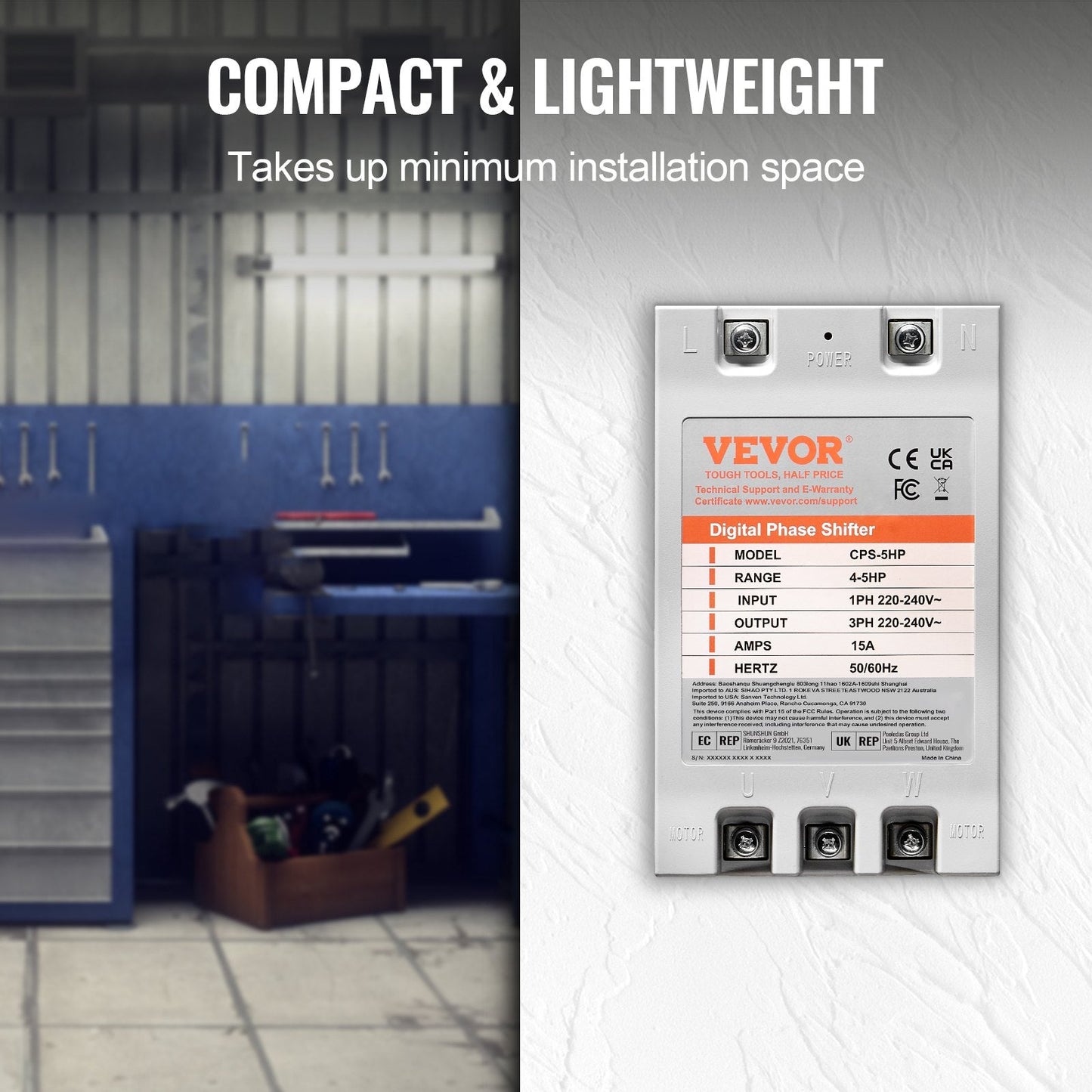 5HP 220V Single to 3 Phase Digital Converter, 1.84 kg, 250x150x135 mm
