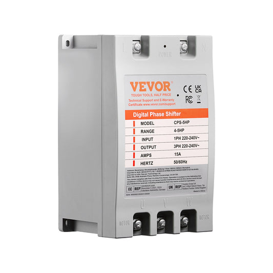 VEVOR 3 Phase Converter - 5HP 15A 220V Single Phase to 3 Phase Converter, Digital