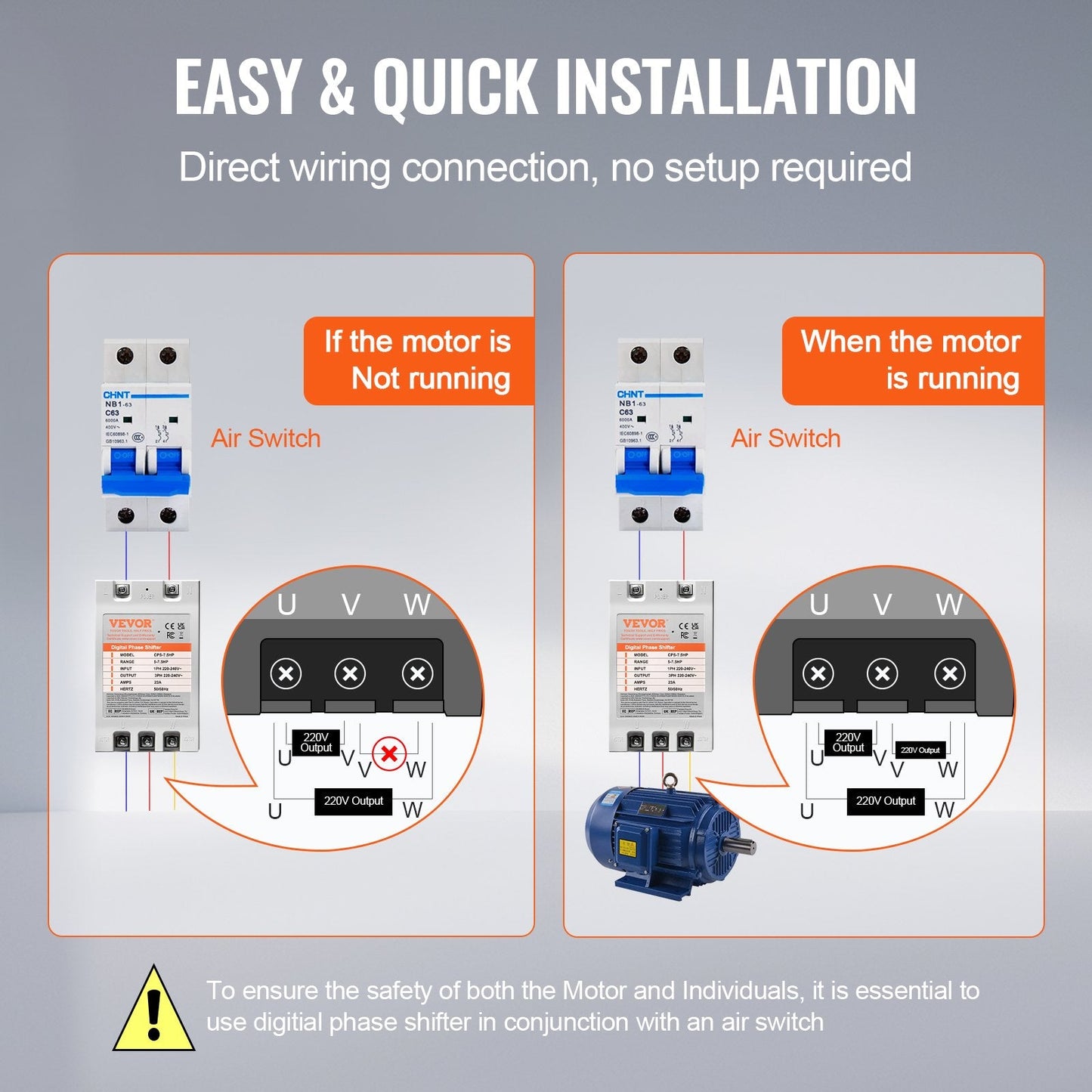 7.5HP 220V Digital Phase Converter, Single to 3 Phase, 2.12 kg, 0.25m Compact