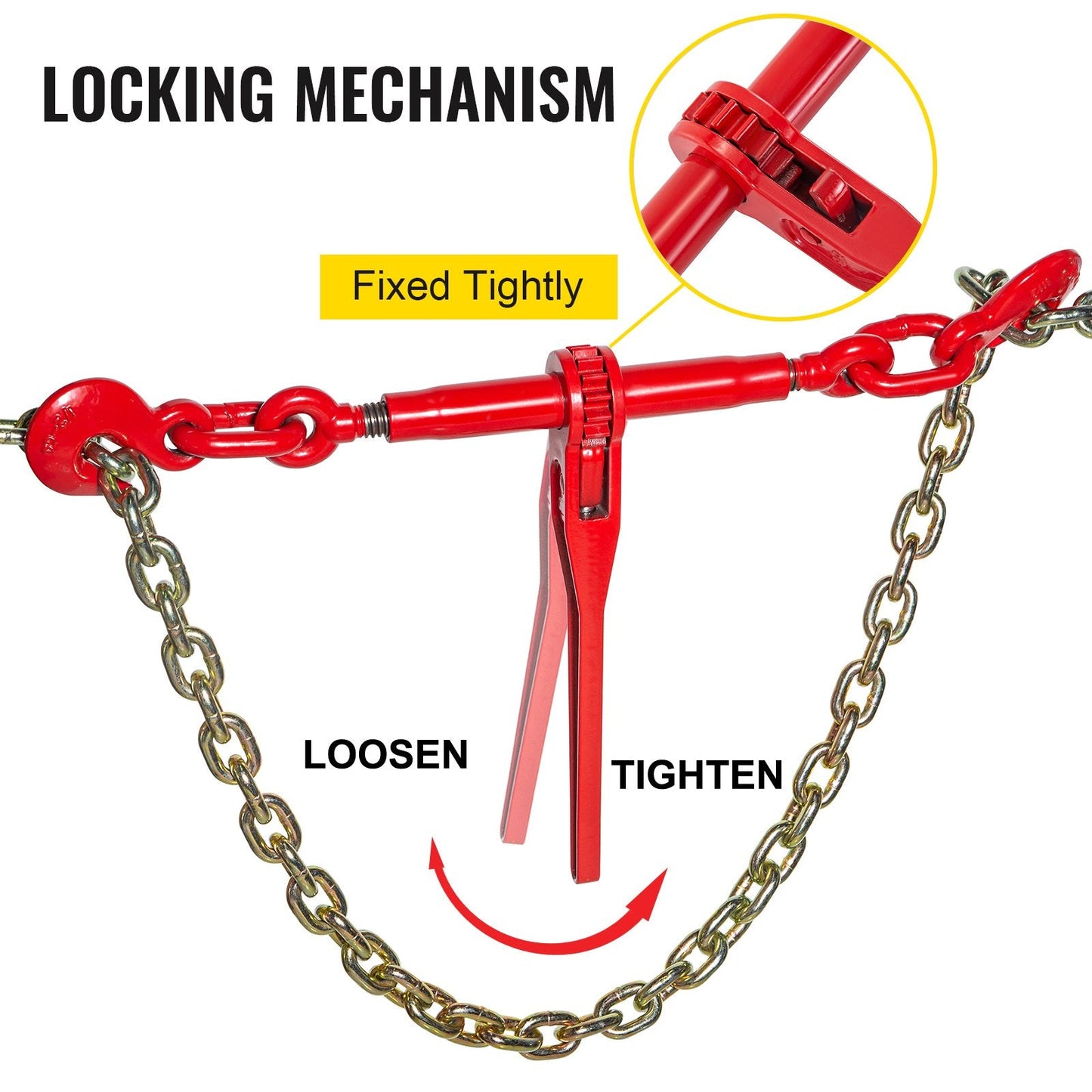 Heavy-Duty Ratchet Chain Binder, 10-13 mm, 4.18 t Capacity, 2-Pack with G70 Hooks