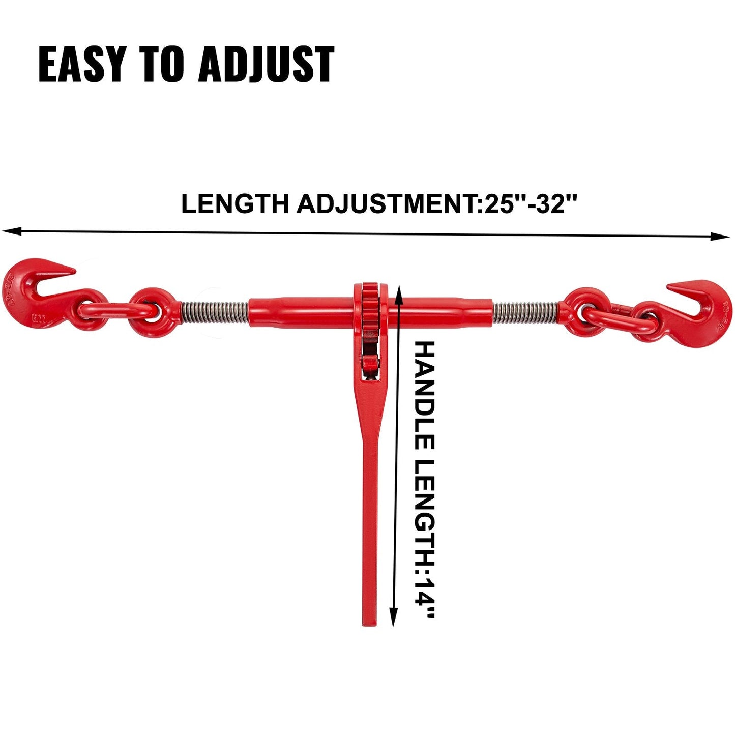 Heavy-Duty Ratchet Chain Binder, 10-13 mm, 4.18 t Capacity, 2-Pack with G70 Hooks