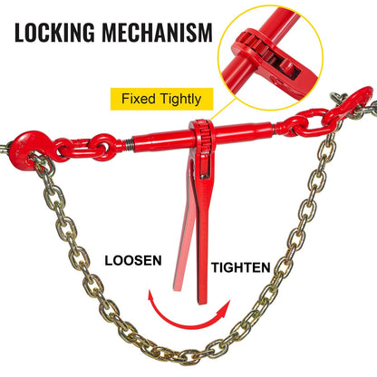 Heavy-Duty Ratchet Chain Binder, 3 t Capacity, 8-10 mm, with G70 Hooks, 2-Pack
