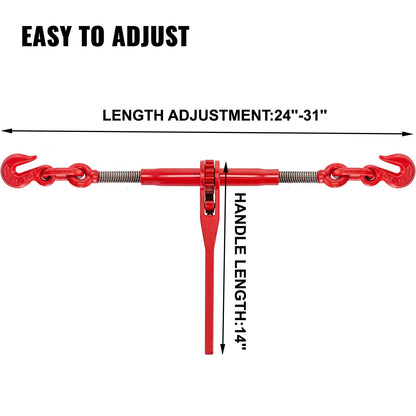 Heavy-Duty Ratchet Chain Binder, 3 t Capacity, 8-10 mm, with G70 Hooks, 2-Pack
