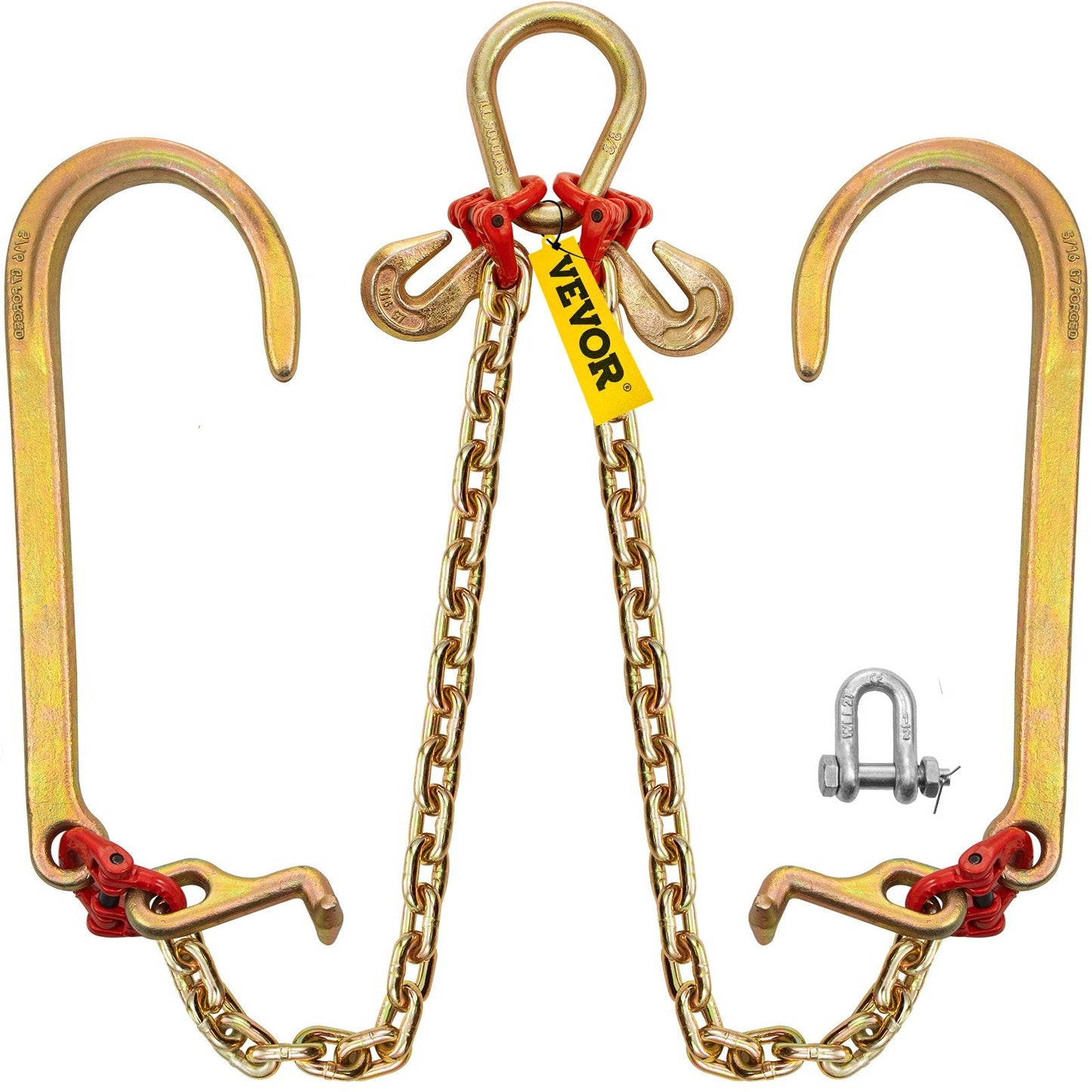 Heavy Duty Bridle Tow Chain with Hooks, Grade 80, 4.2T Capacity, 0.6m x 8mm