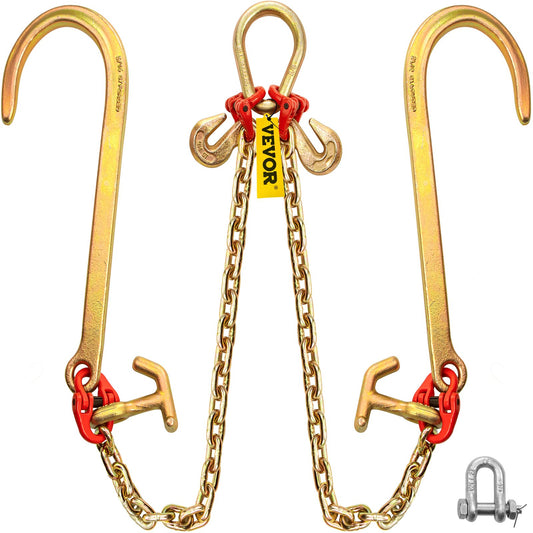VEVOR V Bridle Chain, 5/16 in x 2 ft Tow Chain Bridle, Grade 80 V-Bridle Transport