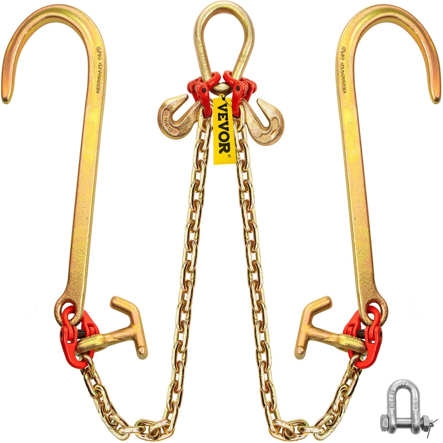 Heavy Duty 0.6m V Bridle Chain with Hooks, 4.2 Ton Capacity, G80 Steel