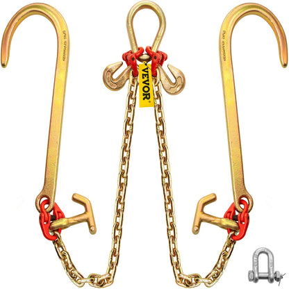 Heavy Duty 0.6m V Bridle Chain with Hooks, 4.2 Ton Capacity, G80 Steel