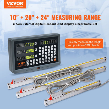 3 Axis DRO Display with 0.25m, 0.5m, 0.6m Linear Scales for Precision Machining