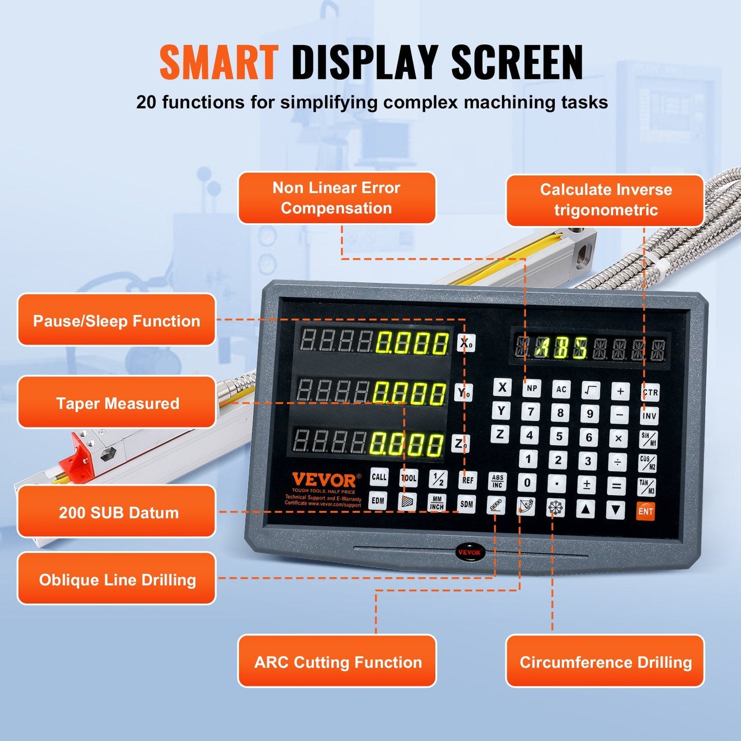 3 Axis DRO Display with 0.25m, 0.5m, 0.6m Linear Scales for Precision Machining