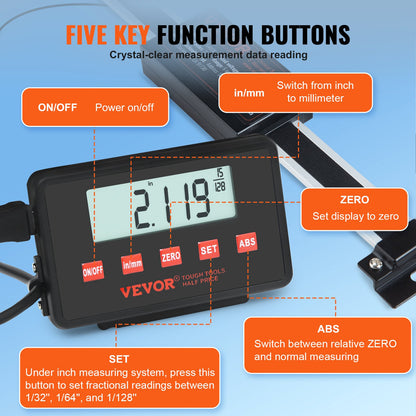 VEVOR Digital Readout, 152.4 mm & 304.8 mm & 609.6 mm, Linear Scale 3 Axis DRO Display