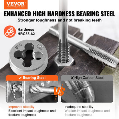 40-Piece SAE Bearing Steel Tap & Die Set with Portable Case