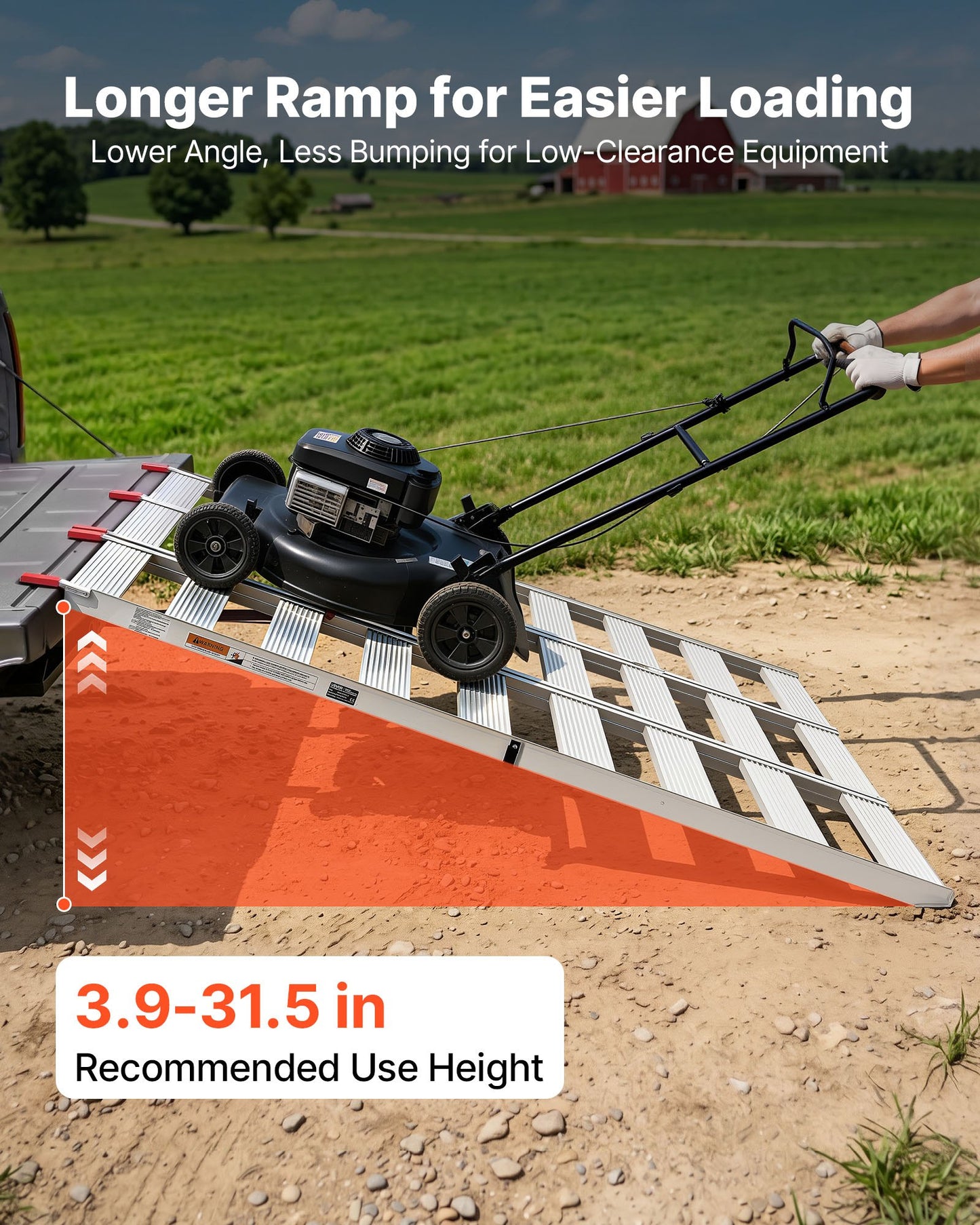 Aluminum Trailer Ramps, 1945 x 1260mm Tri-Folding Truck Ramps with Straps & Non-Slip Rubber Fingers, 680kg Capacity ATV Loading Ramps for Pickup Trucks, Motorcycles, Lawn Mowers, Tractors, Carts
