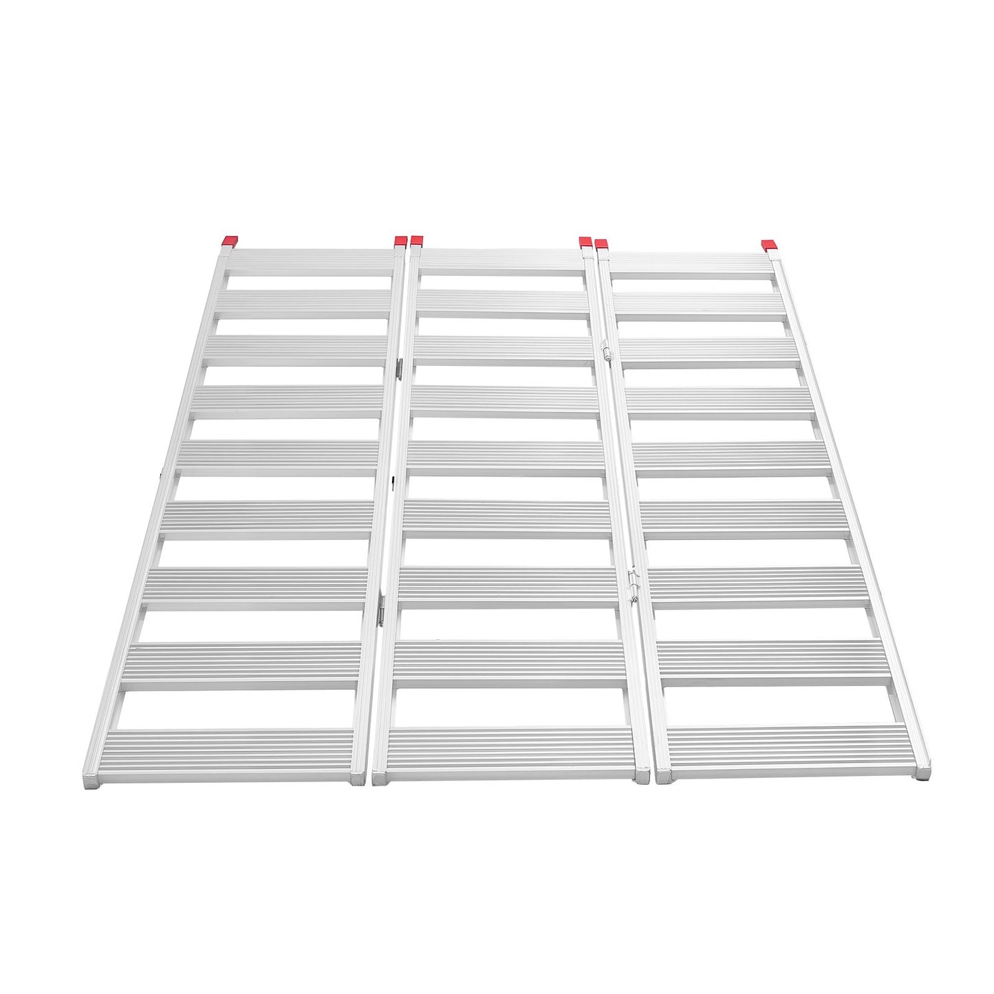 Aluminum Trailer Ramps, 1945 x 1260mm Tri-Folding Truck Ramps with Straps & Non-Slip Rubber Fingers, 680kg Capacity ATV Loading Ramps for Pickup Trucks, Motorcycles, Lawn Mowers, Tractors, Carts