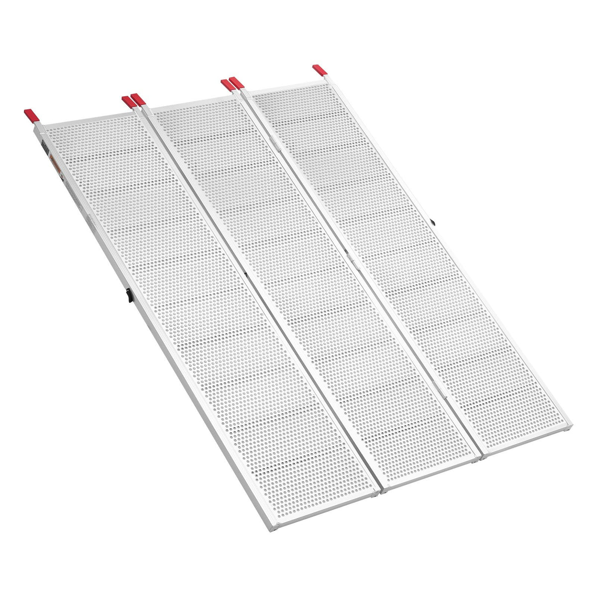 Aluminum Trailer Ramps, 1935 x 1370mm Tri-Folding Truck Ramps with Straps & Non-Slip Rubber Fingers,680kg Capacity ATV Loading Ramps for Pickup Trucks, Motorcycles, Lawn Mowers, Tractors, Carts