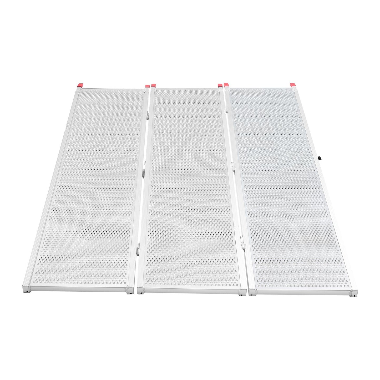 Aluminum Trailer Ramps, 1935 x 1370mm Tri-Folding Truck Ramps with Straps & Non-Slip Rubber Fingers,680kg Capacity ATV Loading Ramps for Pickup Trucks, Motorcycles, Lawn Mowers, Tractors, Carts