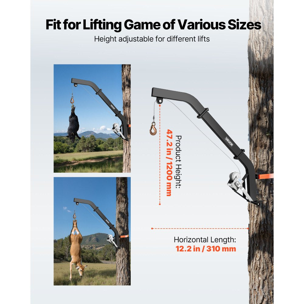 Tree Mounted Deer Hoist 353 lbs Game Hoist Winch Lift with Gambrel & Winch