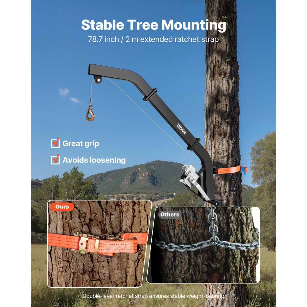 Tree Mounted Deer Hoist 353 lbs Game Hoist Winch Lift with Gambrel & Winch