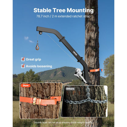 Tree Mounted Deer Hoist 353 lbs Game Hoist Winch Lift with Gambrel & Winch