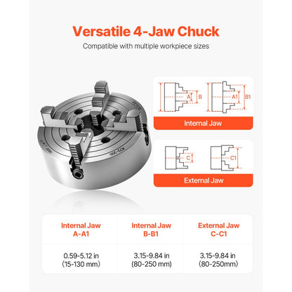 VEVOR 250 mm 4-Jaw Self-Centering Lathe Chuck for Lathe Drilling Milling Machine