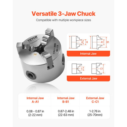 80 mm 3-Jaw Self-Centering Lathe Chuck for Lathe Drilling Milling Machine