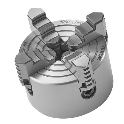 4-Jaw Lathe Chuck, 3 Inch (80 mm), 4-Jaw Independent Chuck, 0.1-3.15 in (5-80 mm) Clamping Range with T-key Fixing Screws Reversible Jaws, HT300 Material, Internal External for Wood Metal Lathe