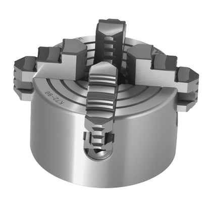 4-Jaw Lathe Chuck, 3 Inch (80 mm), 4-Jaw Independent Chuck, 0.1-3.15 in (5-80 mm) Clamping Range with T-key Fixing Screws Reversible Jaws, HT300 Material, Internal External for Wood Metal Lathe