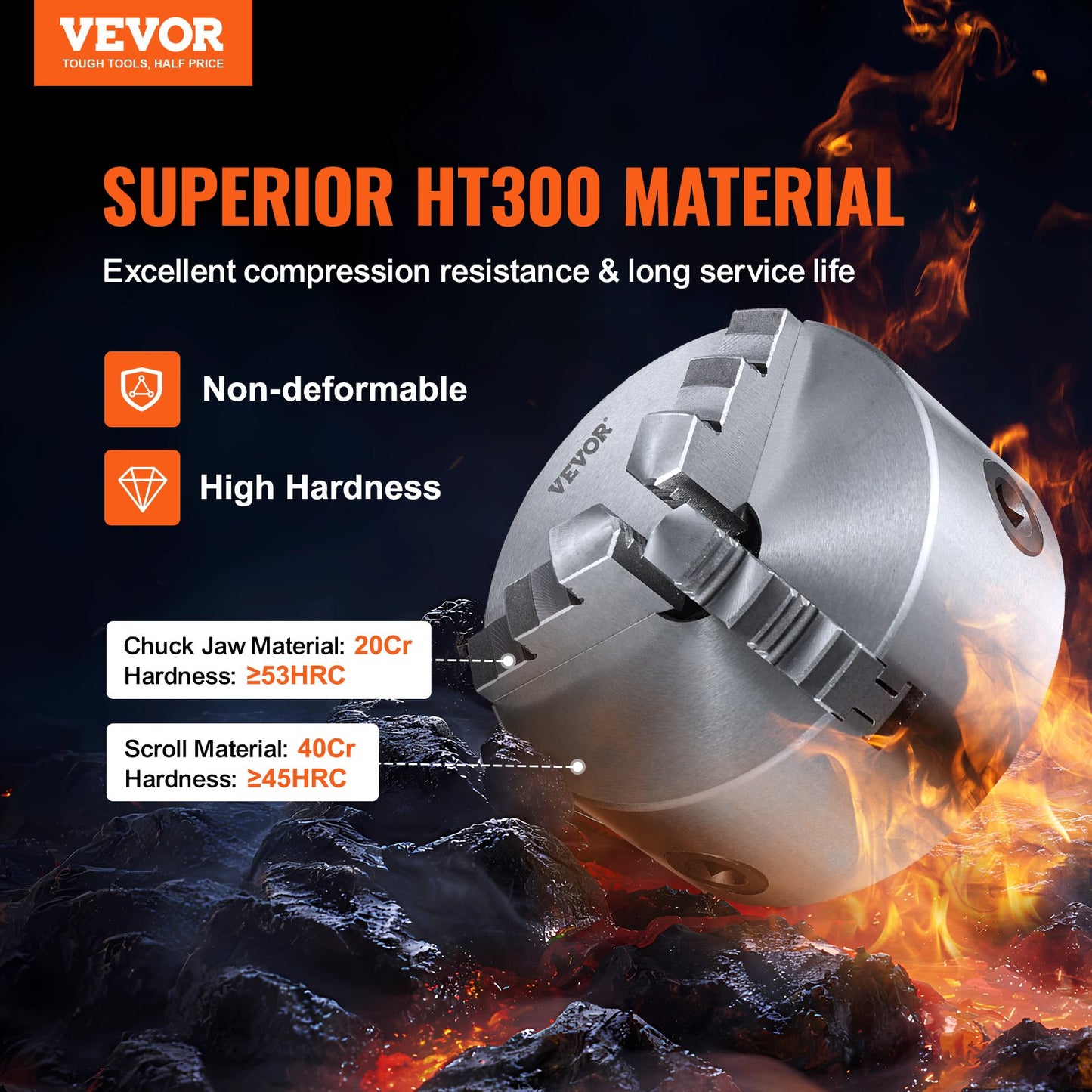 VEVOR 3-Jaw Lathe Chuck, 100 mm, Self-Centering Lathe Chuck, 2 -100 mm Clamping