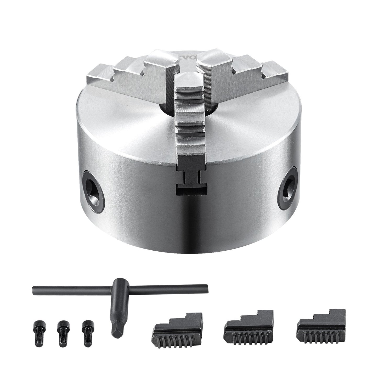 3-Jaw Self-Centering Lathe Chuck, 125 mm, 2.5-125 mm Range, 4.9 kg, with T-key